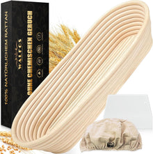 Gärkörbchen Oval Brotbacken Rattan Leinenfutter Teigschaber 35cm