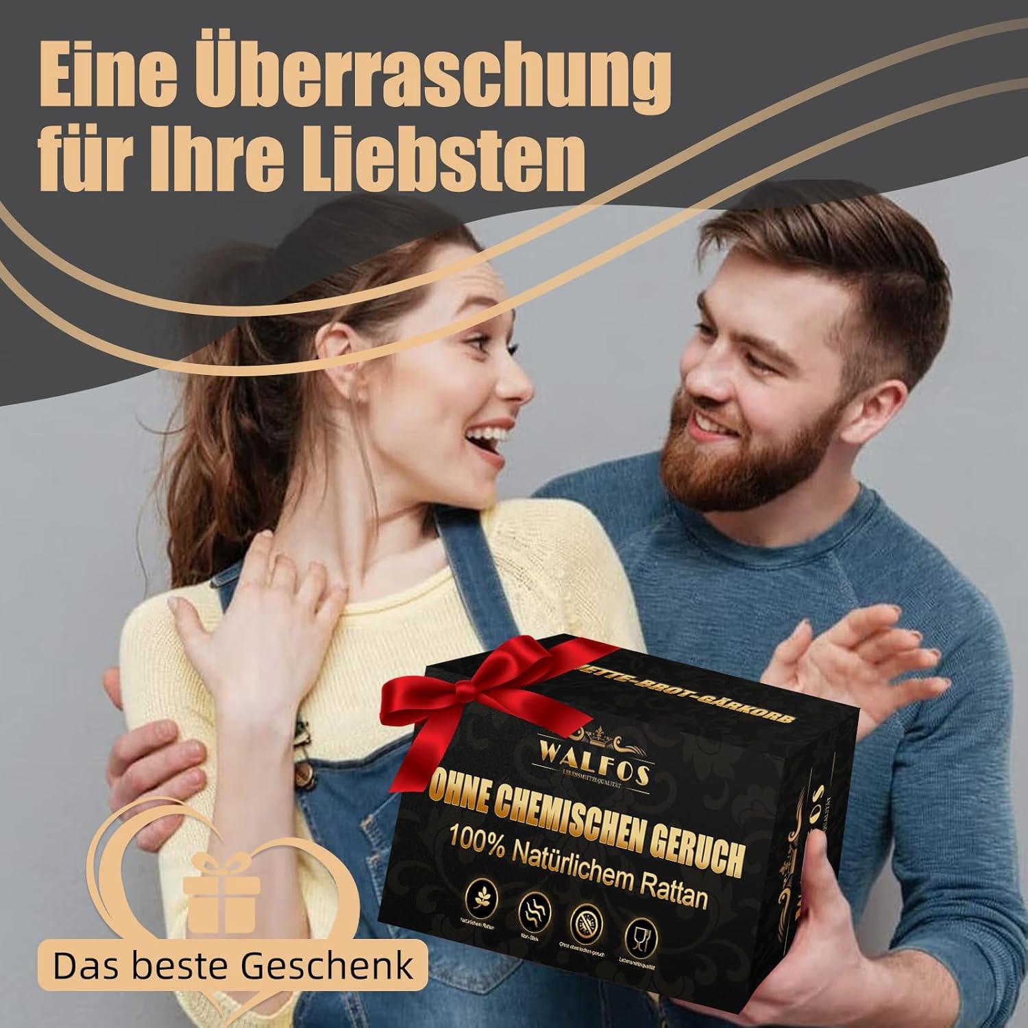 Gärkörbchen Oval Brotbacken Set 35cm Rattan Teigschaber