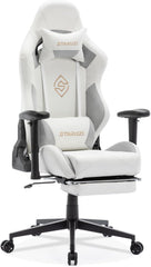 Gaming Stuhl Weiß Mikrofaser-Leder Fußstütze Racer Stuhl 180