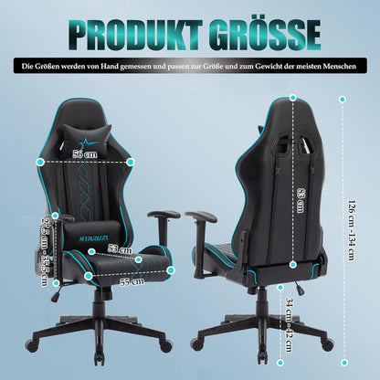 Ergonomischer Gaming Stuhl mit hoher Rückenlehne und verstellbaren