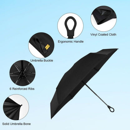 Mini UV-Schutz Regenschirm Taschenschirm 5 Rippen Schwarz
