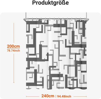 Duschvorhang 240x200 cm Block Antischimmel Wasserabweisend 16 Ösen