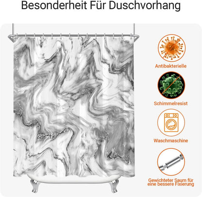 Duschvorhang 240x200cm Marmor Antischimmel Wasserabweisend|Polyester Stoff 16