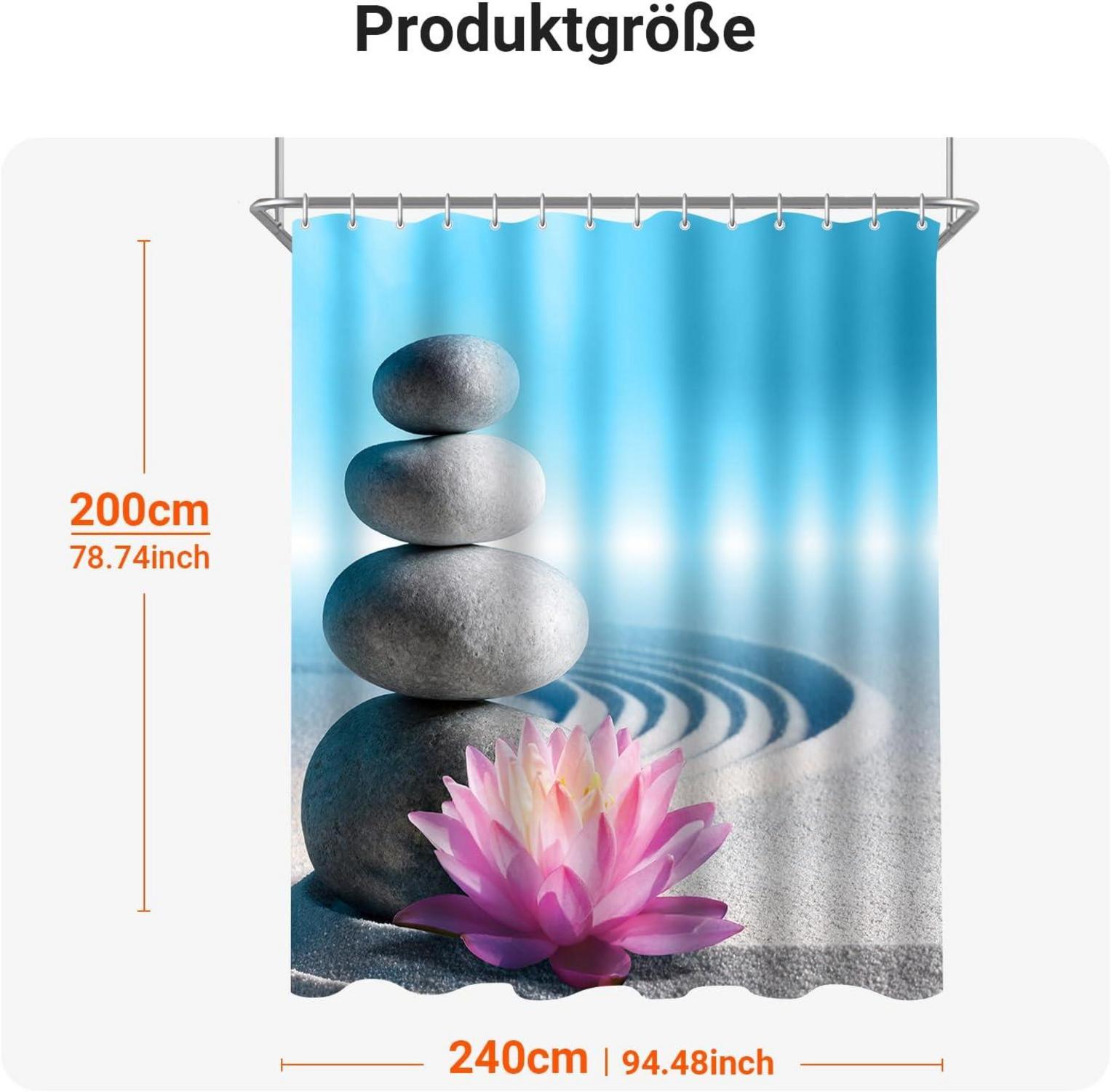 Duschvorhang 240x200 cm Kieswüste Antischimmel Textil Wasserabweisend
