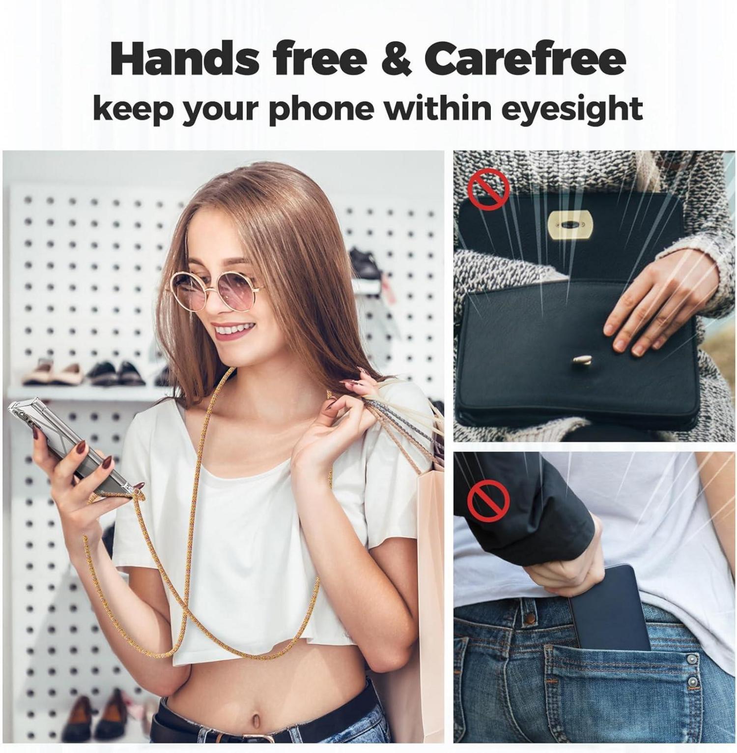 Caslord Handykette für Samsung Galaxy S24 Ultra, Transparente Necklace Hülle mit Kordel, Stoßfeste Schutzhülle zum Umhängen
