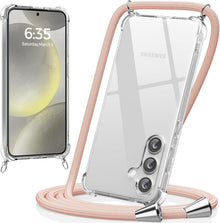 Handykette für Samsung Galaxy S24 transparent mit Kordel Blütenrosa