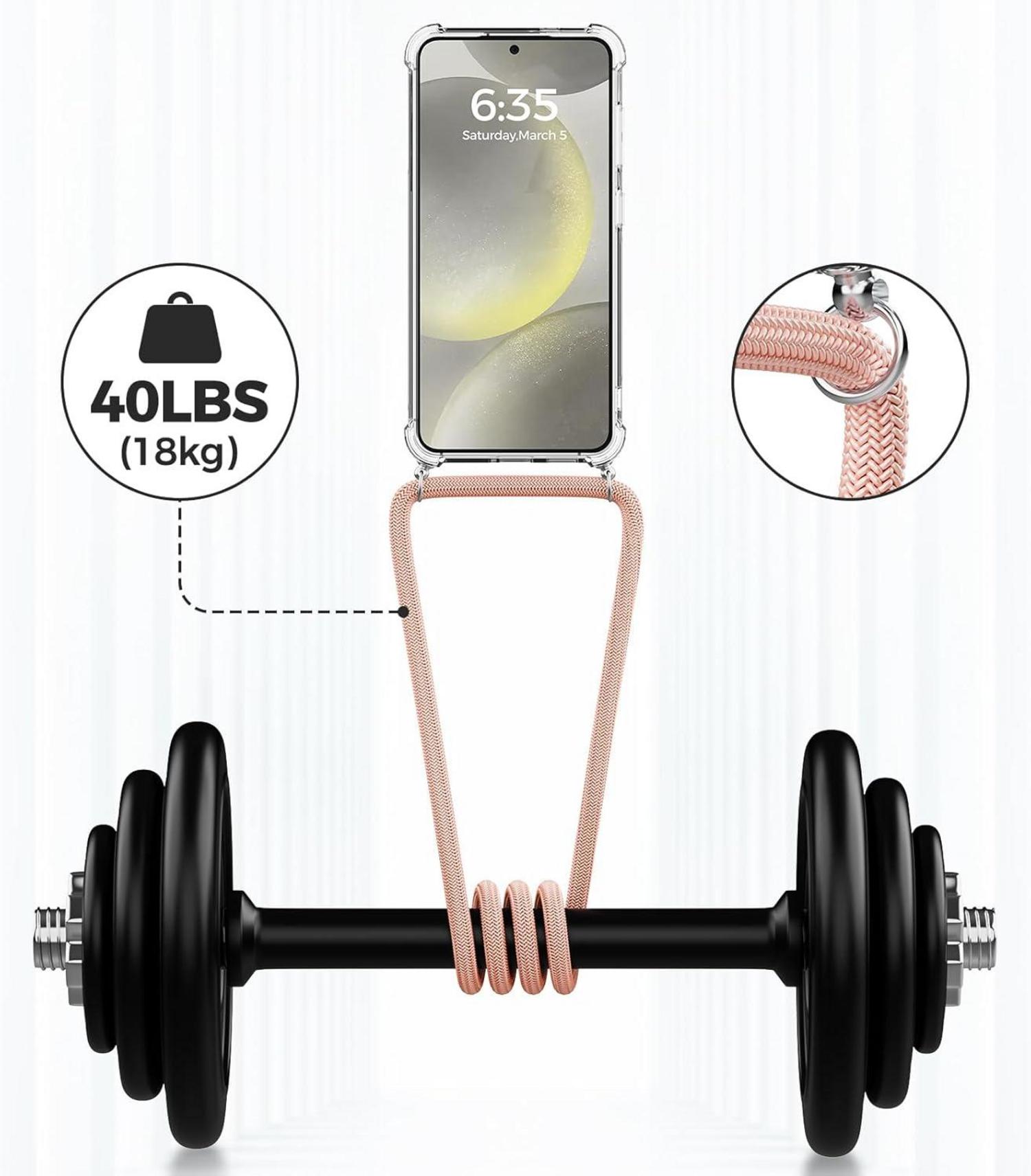 Handykette für Samsung Galaxy S24, Transparente Hülle mit Kordel