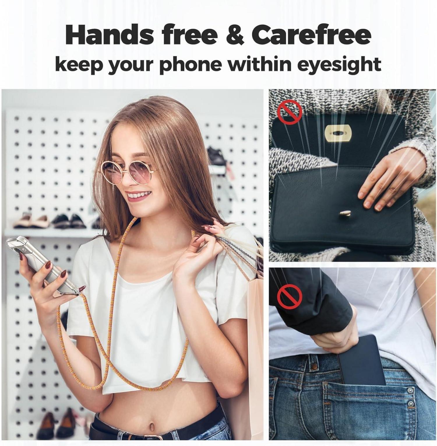 Caslord Handykette für Google Pixel 8A, Transparente Necklace Hülle mit Umhängeband