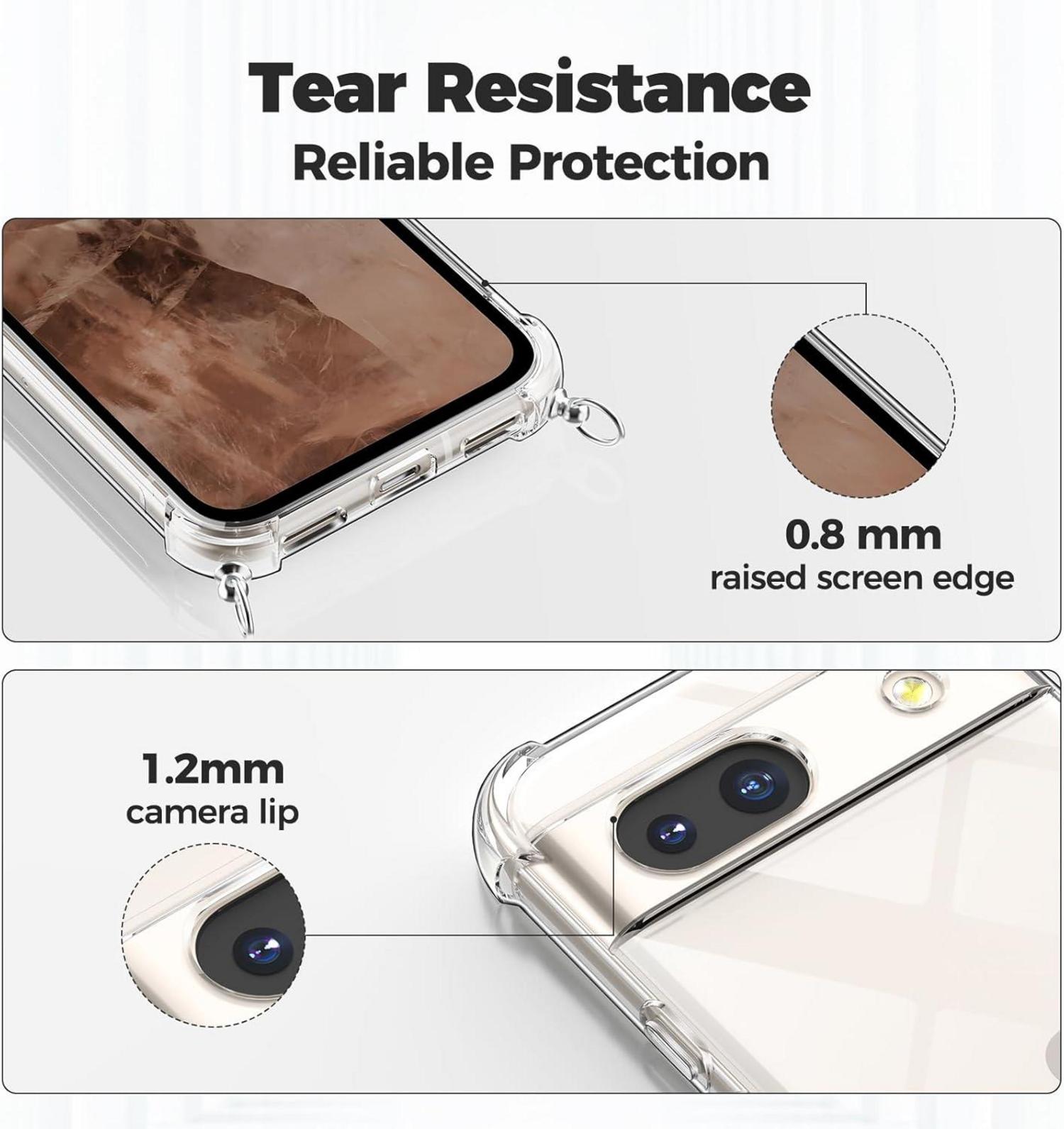 Handykette für Google Pixel 8A, Transparente Necklace Hülle mit Bands