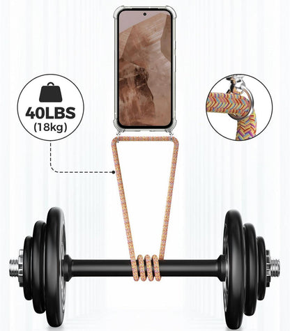 Handykette für Google Pixel 8A, Transparente Necklace Hülle mit Bands