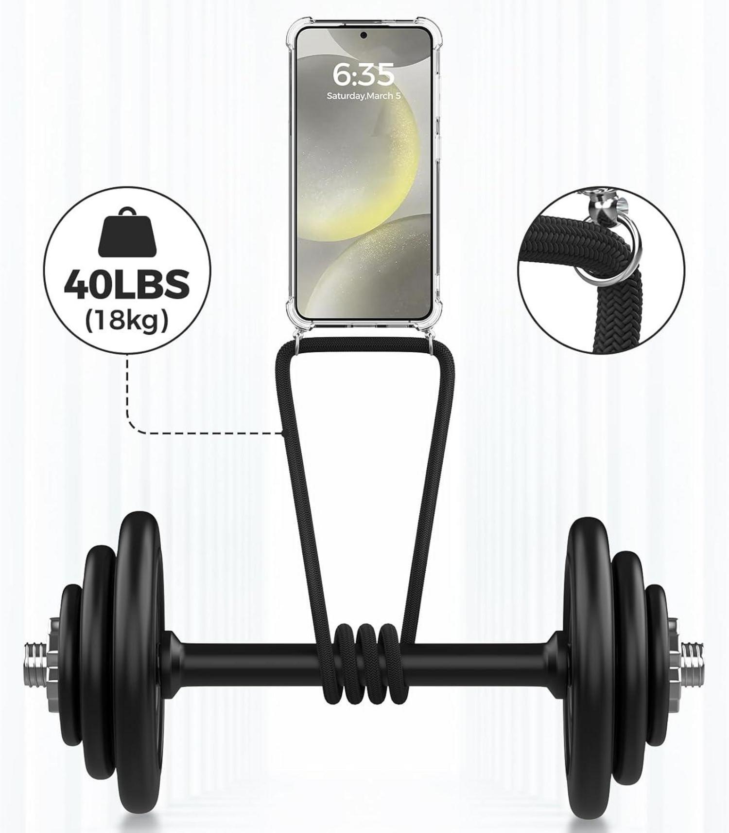 Handykette Samsung Galaxy S24 Necklace Hülle Transparent Schwarz