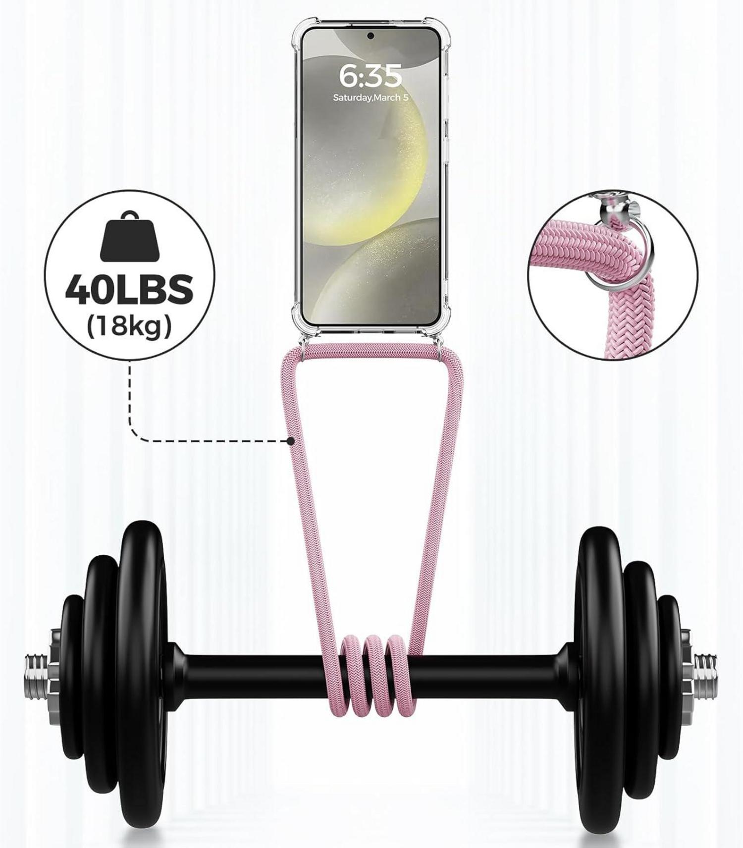 Handykette für Samsung Galaxy S24 Plus, Transparente Necklace Hülle mit