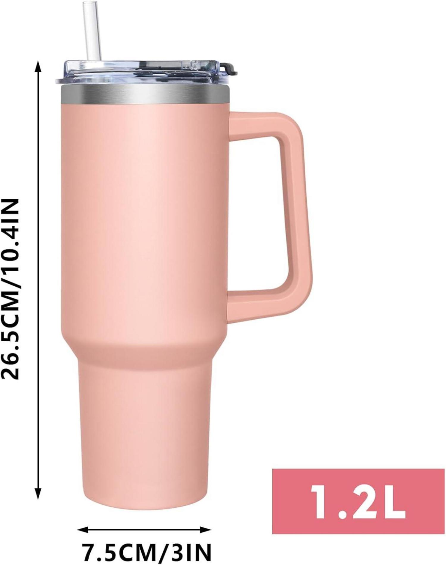 Thermobecher 1180ML Kaffeebecher to go Strohhalm Isolierbecher Edelstahl Grün