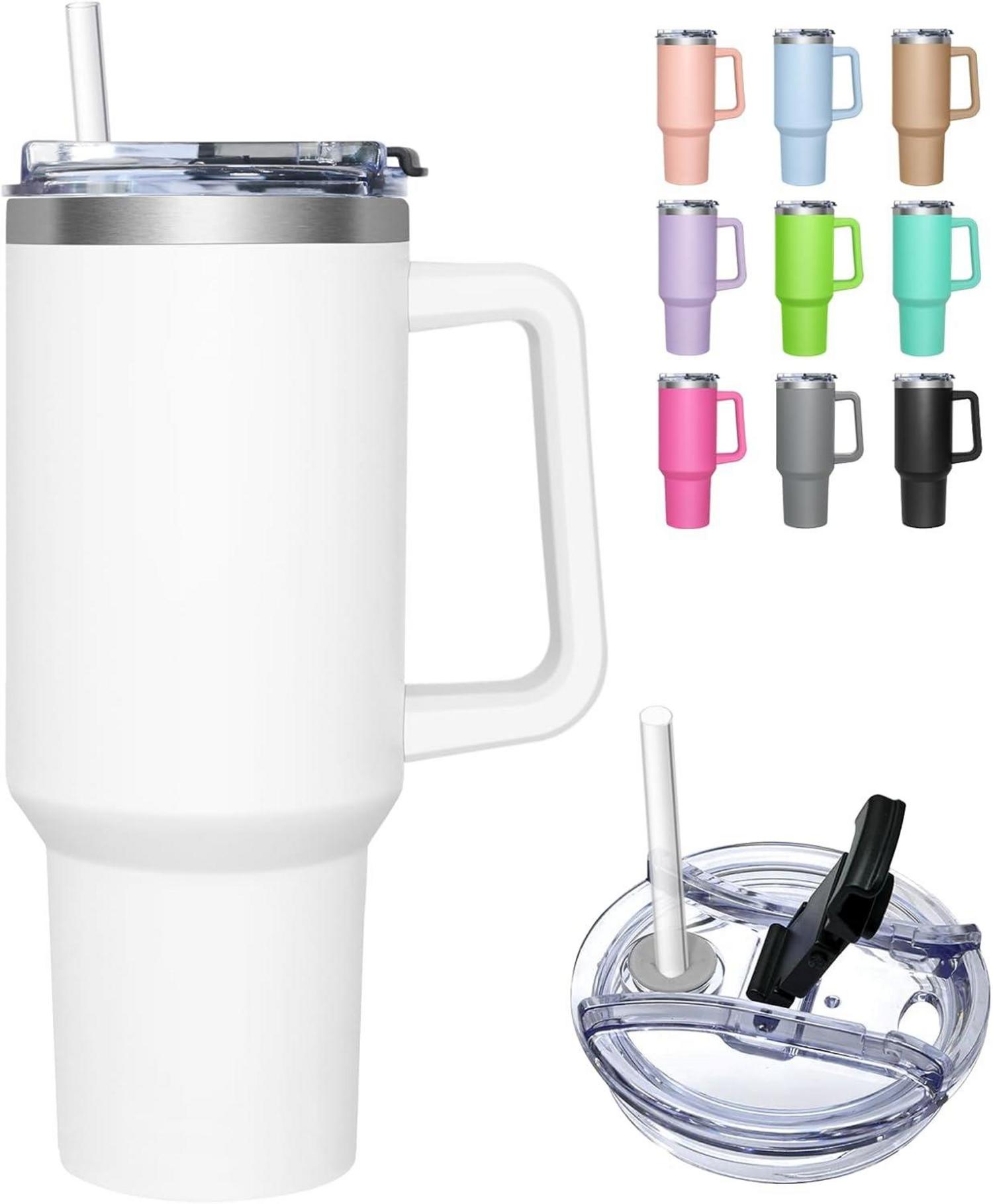 Thermobecher 2-in-1-Deckel 1180ML Trinkbecher Strohhalm Edelstahl