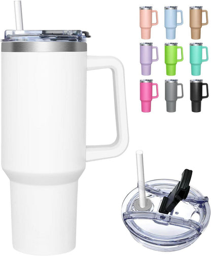 Thermobecher 2-in-1-Deckel 1180ML Trinkbecher Strohhalm Edelstahl