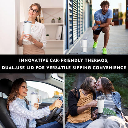 Thermobecher 1180ML Kaffeebecher To Go Edelstahl Isolierbecher Straw