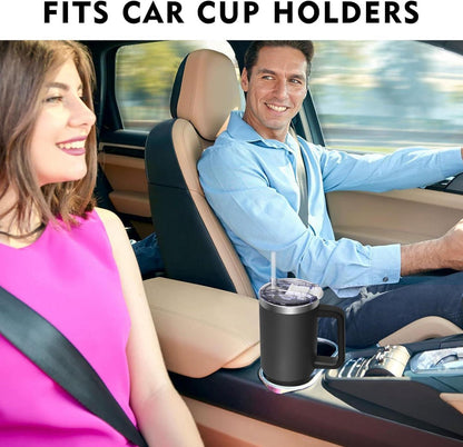 Thermobecher mit 2-in-1-Deckel 1180ML Edelstahl Isolierbecher Schwarz