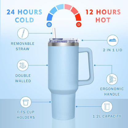 Thermobecher 1180 ml mit 2-in-1-Deckel und Strohhalm