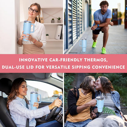 Thermobecher 1180ml Edelstahl 2-in-1 Deckel Tumbler Cup Kaffee Tee