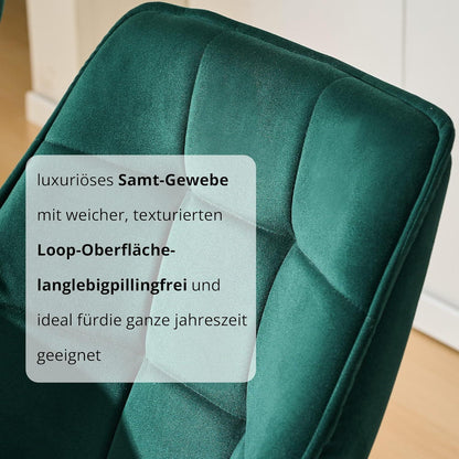 Drehbarer Samt Esszimmerstuhl Set (2er) Grün