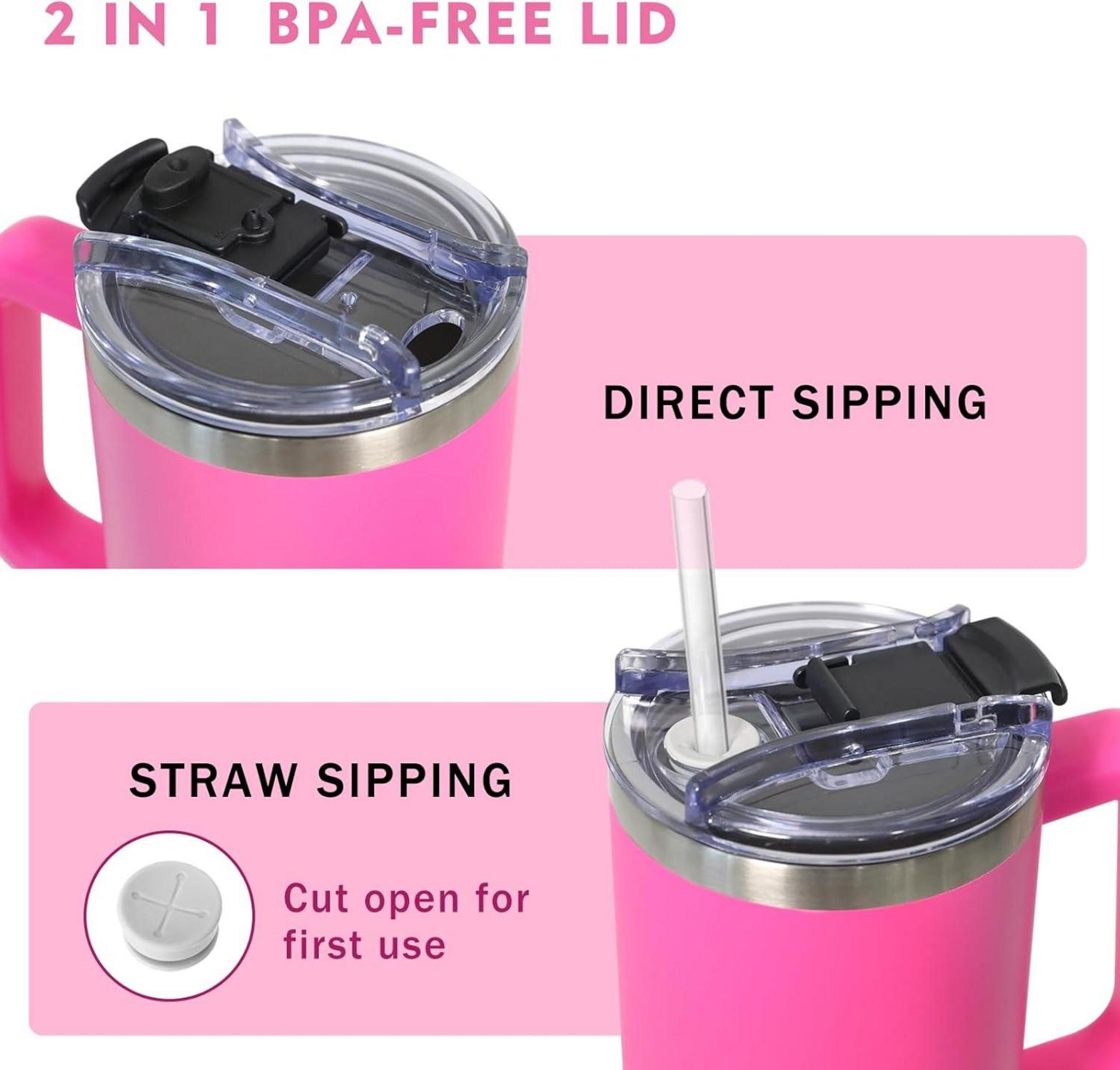 HNCY Thermobecher 1180ML 2-in-1 Deckel Trinkbecher Strohhalm
