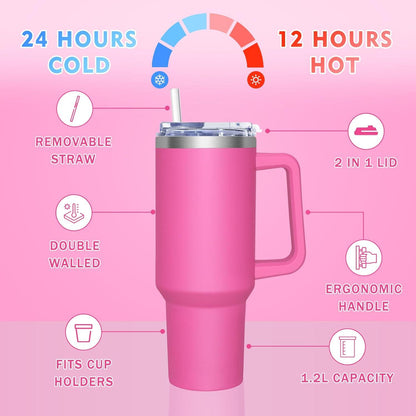 Thermobecher 1180ML 2-in-1-Deckel Trinkbecher Strohhalm Isolierbecher