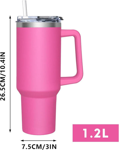 Thermobecher mit 2-in-1-Deckel 1180ML Edelstahl Isolierbecher mit Trinkhalm