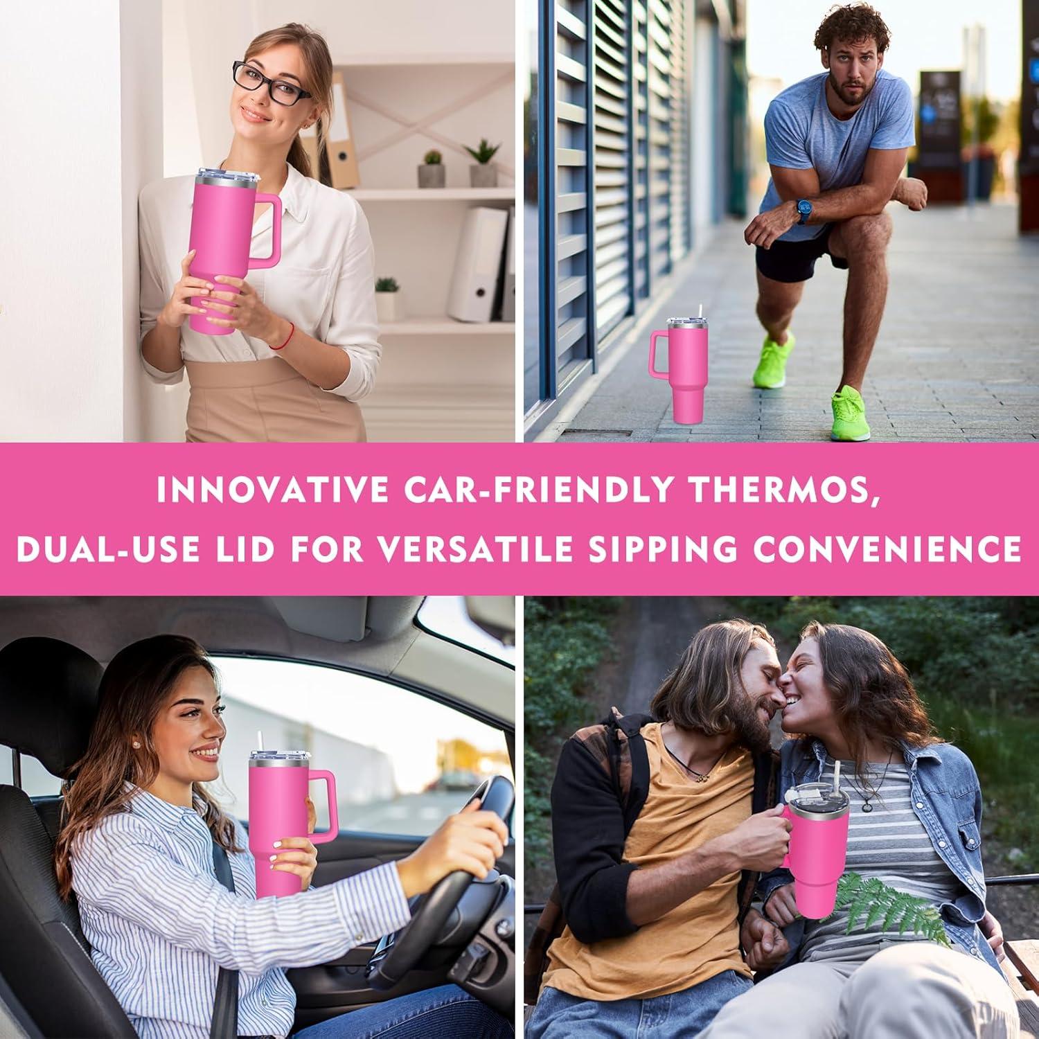 Thermobecher mit 2-in-1-Deckel 1180ML Edelstahl Isolierbecher mit Trinkhalm