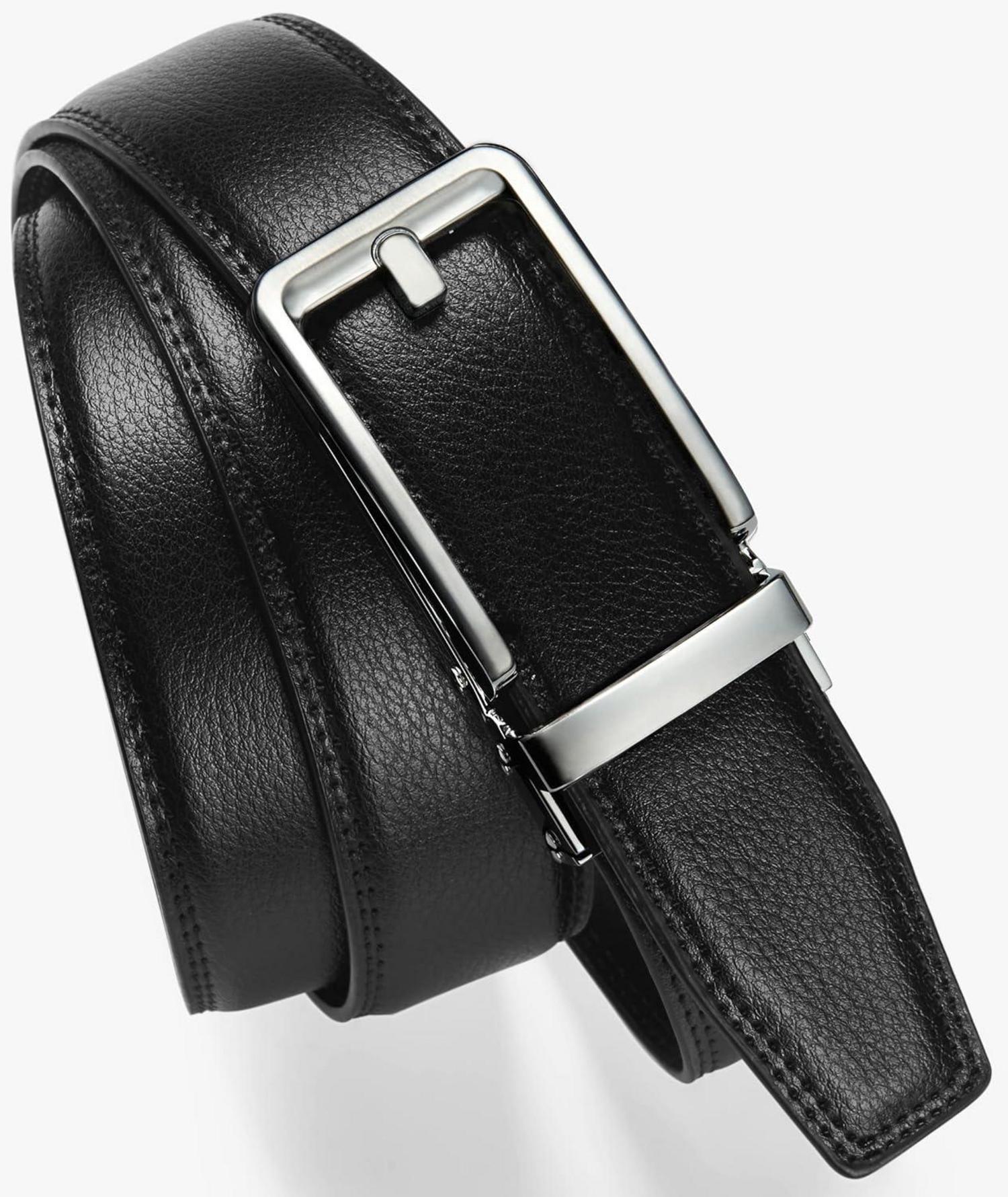 Herrengürtel Automatik Schließe Leder Schwarz 35mm Taille