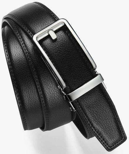 Herrengürtel Automatik Schließe Leder Schwarz 35mm Taille