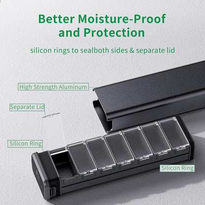 Tragbare Tablettenbox 7 Tage Aluminium Schwarz