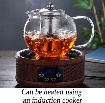 XFLYP 600ml Glas-Teekanne mit Edelstahl-Sieb und Deckel