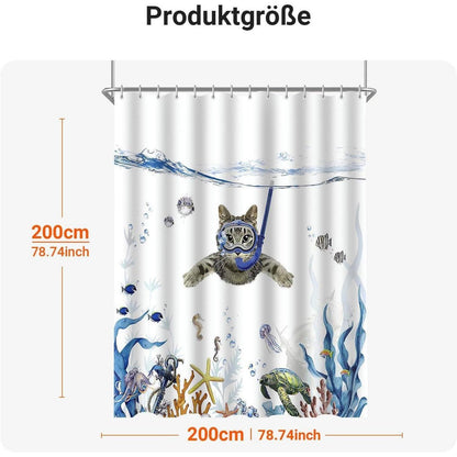 Lerores Duschvorhang 200x200cm Katzenschwimme Antischimmel