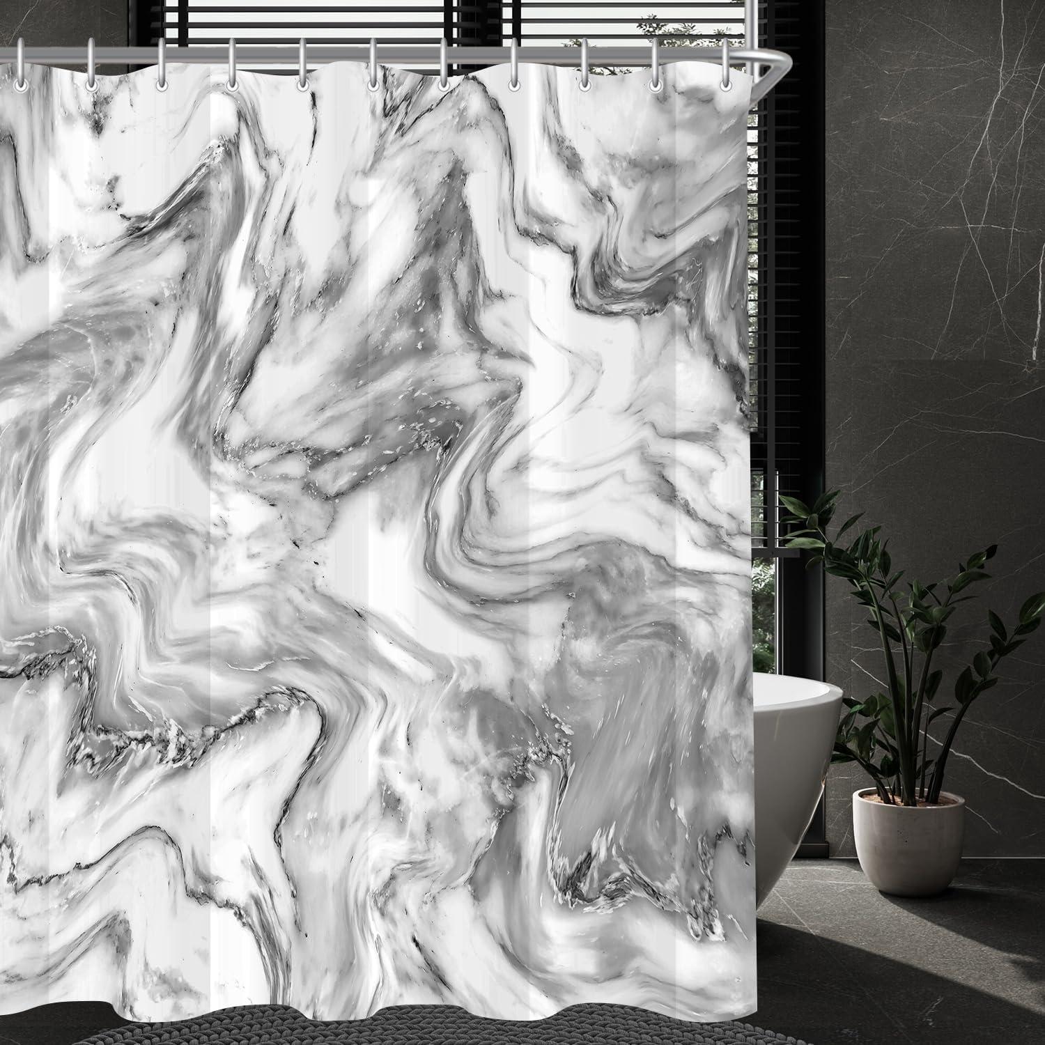 Duschvorhang 180x200cm Marmor Antischimmel Textil Wasserdicht Polyester Badevorhang