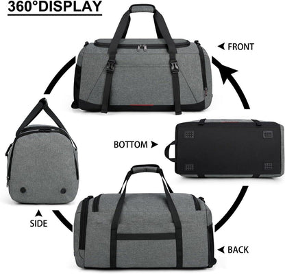 Sporttasche Herren Damen wasserdicht 40L mit Schuhfach Nassfach Grau
