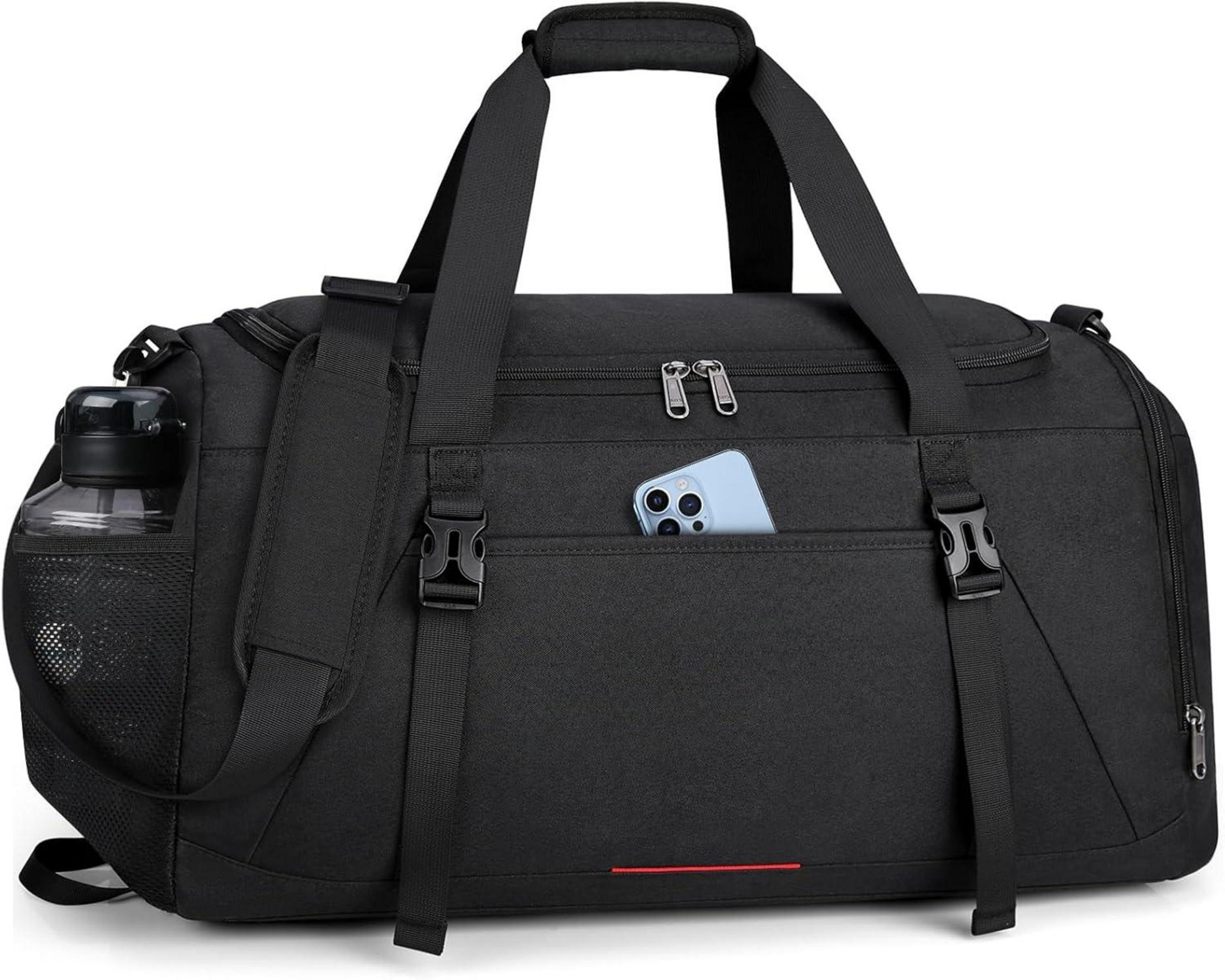 Sporttasche mit Schuhfach und Nassfach 55L Schwarz