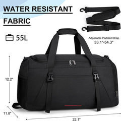 Sporttasche mit Schuhfach und Nassfach 55L Schwarz