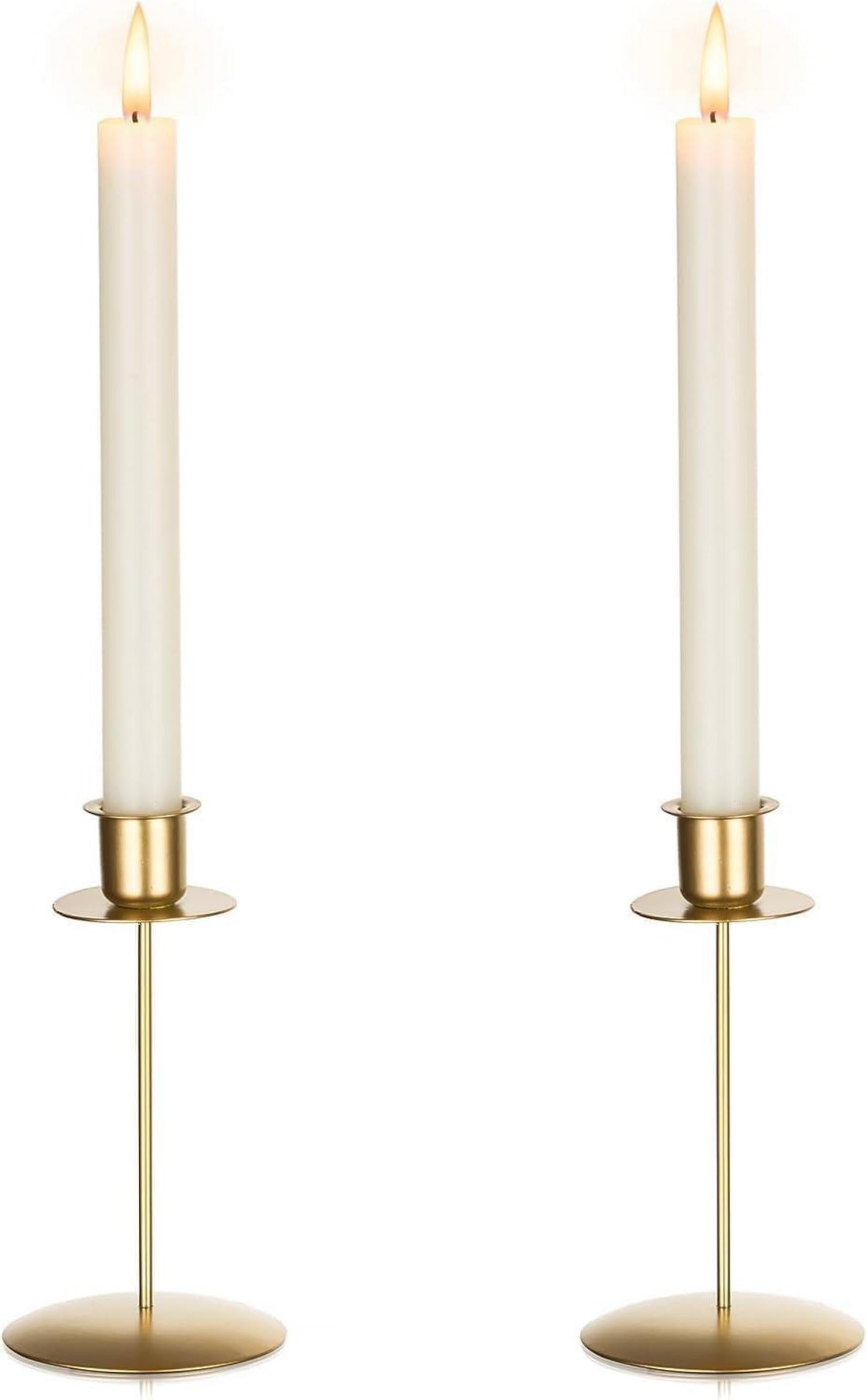 Goldene Kerzenhalter für Stabkerzen 2er Set - Metall Vintage Modern