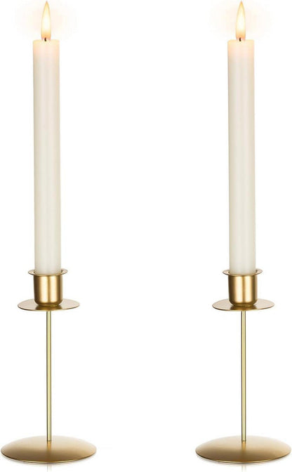 Goldene Kerzenhalter für Stabkerzen 2er Set - Metall Vintage Modern