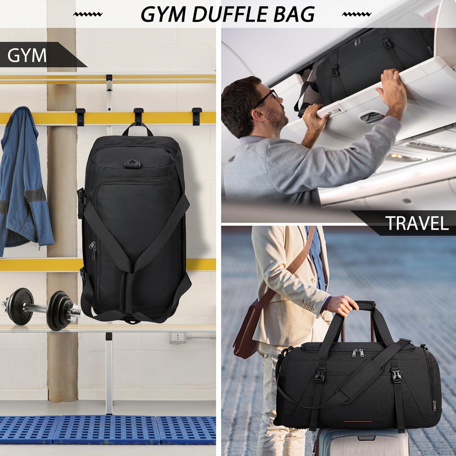 Sporttasche Herren Damen 40L mit Schuhfach Nassfach Schwarz IGOLUMON