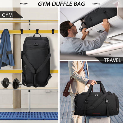 Sporttasche Herren Damen 40L mit Schuhfach Nassfach Schwarz IGOLUMON