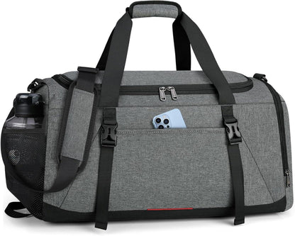 Sporttasche Herren Damen 55L wasserdicht mit Schuhfach Nassfach Grau
