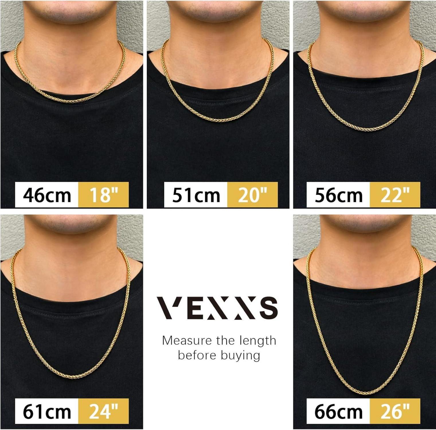 18K Vergoldete Herren Goldkette 3/4/5mm Edelstahl Halskette 51.0cm