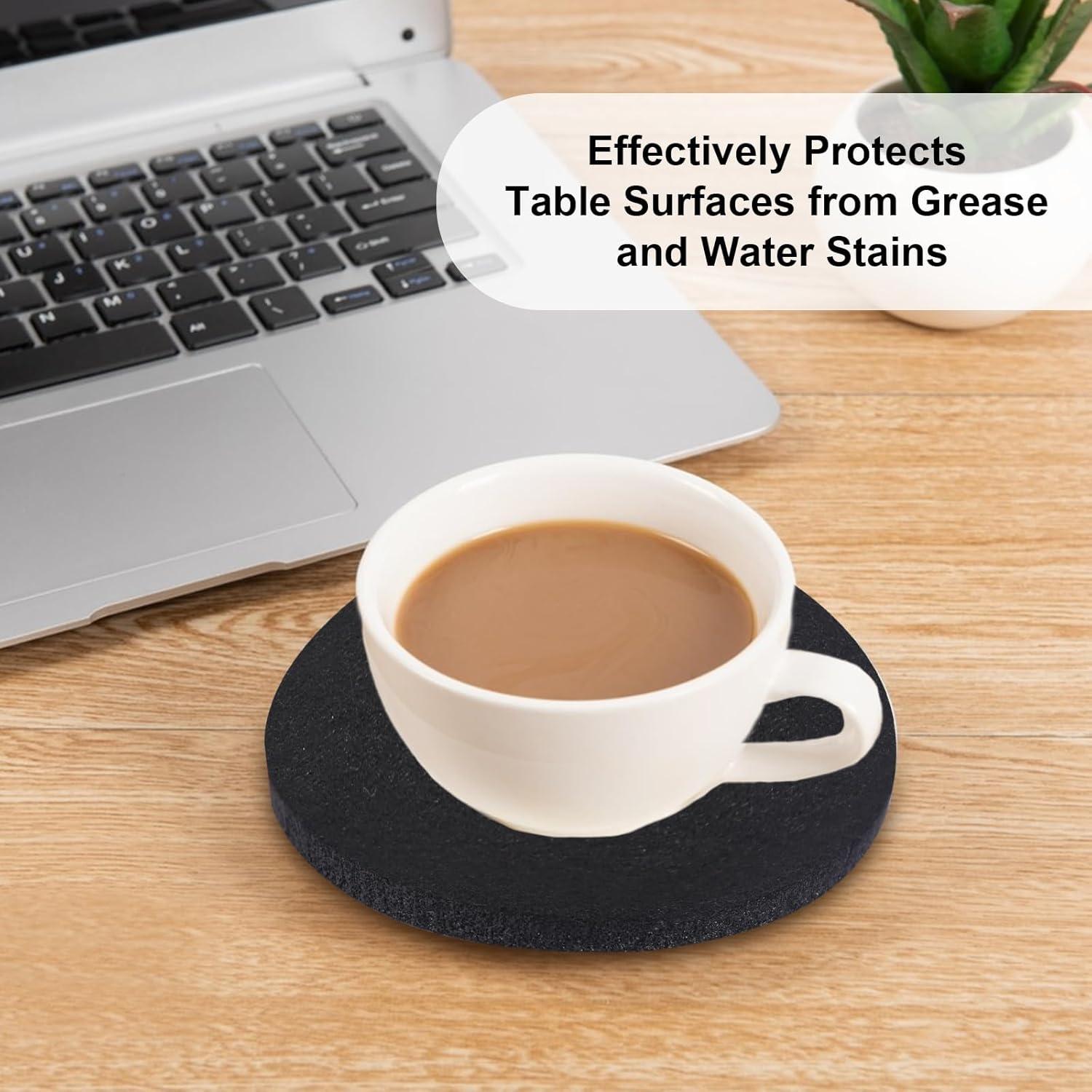 Filzuntersetzer Set 30 Stück Schwarz Glas Tassen Bar 10cm rund