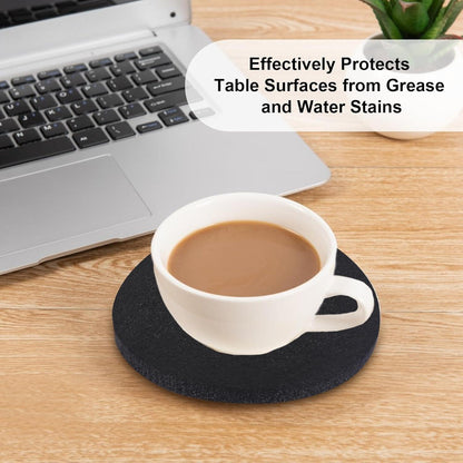 Filzuntersetzer Set 30 Stück Schwarz Glas Tassen Bar 10cm rund