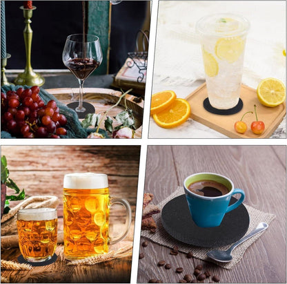 Filzuntersetzer Set 30 Stück Schwarz Glas Tassen Bar 10cm rund