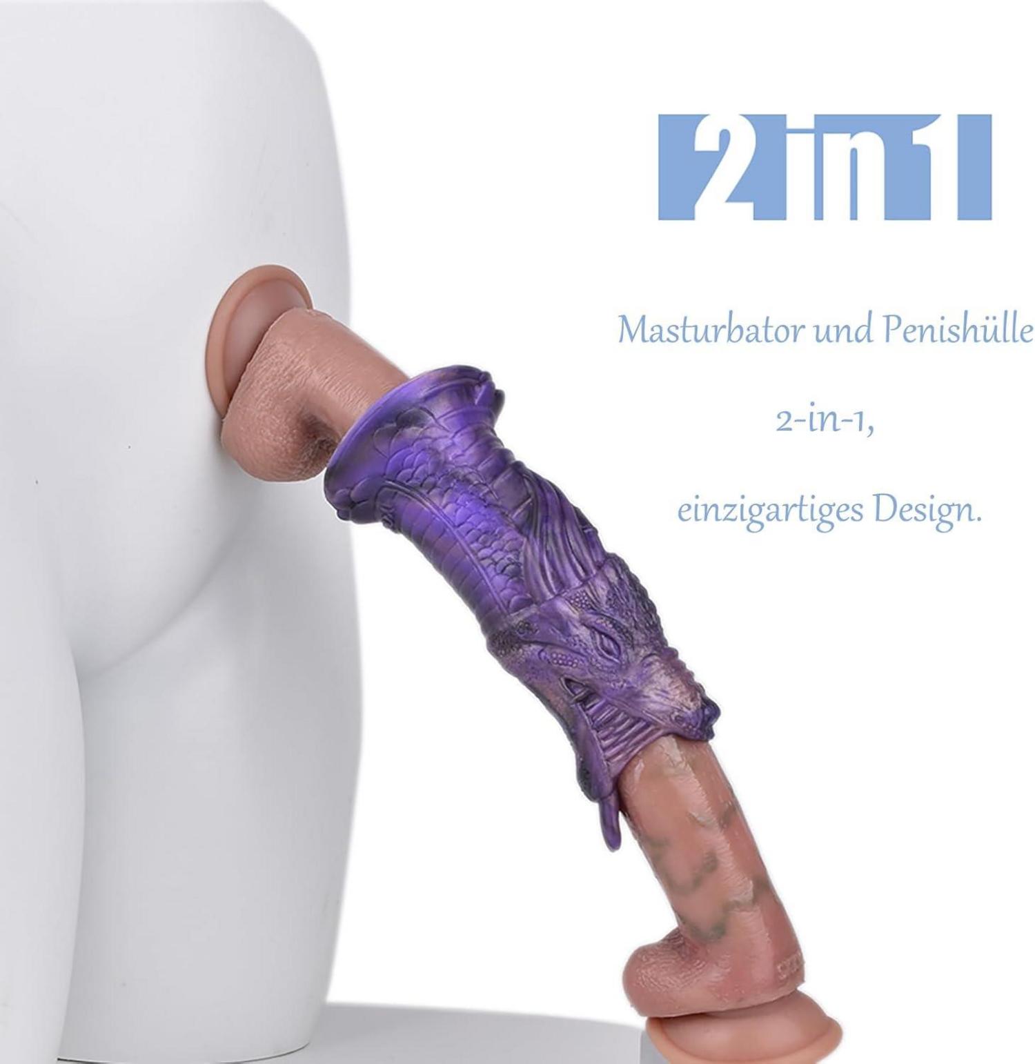 Silikon Penis Sleeve 3D Tunnel Masturbator Alien Drachen Dildo