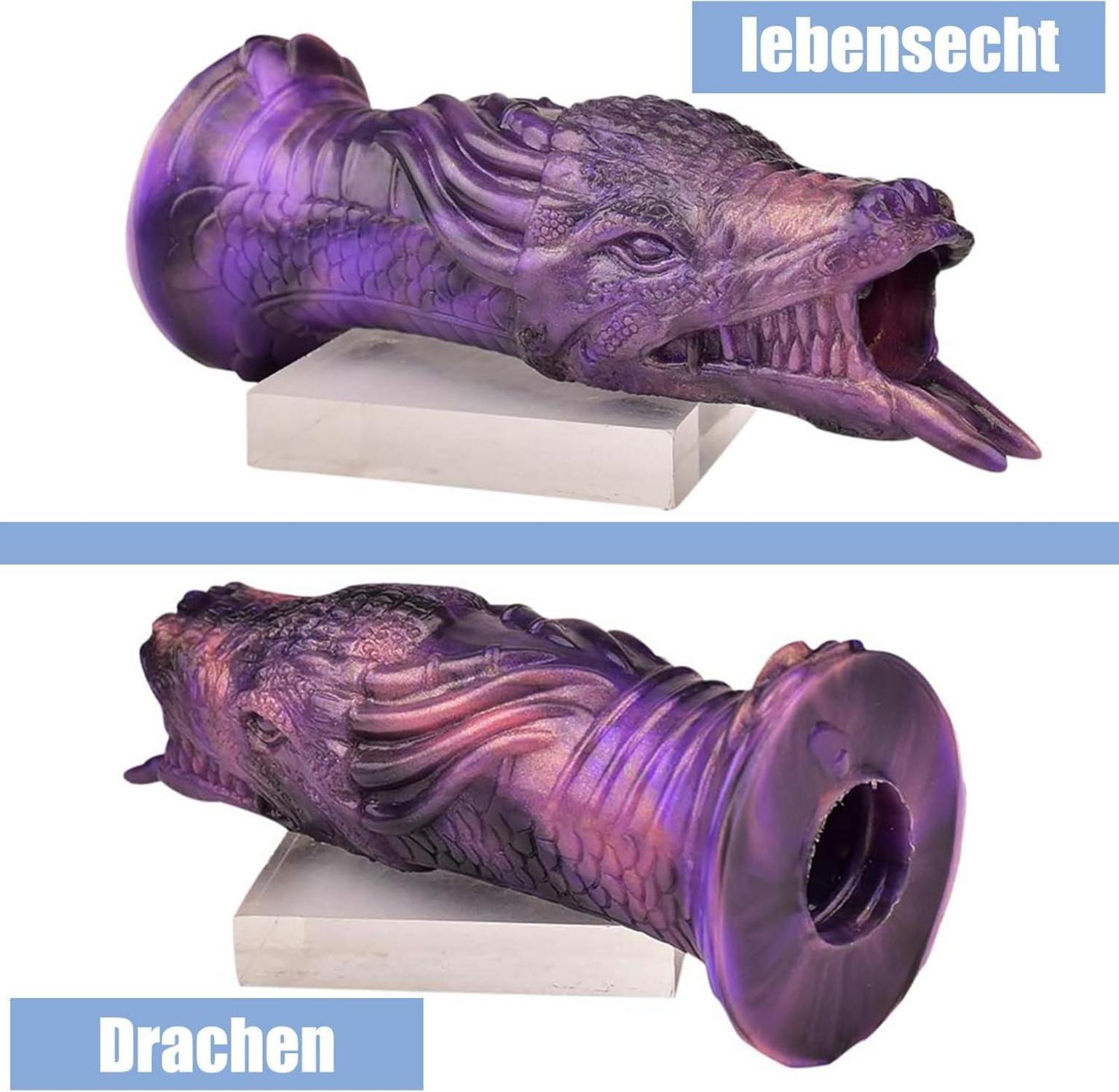 Seckoe 2-in-1 Masturbator Penishülle 3D Tunnel Silikon Alien Drachen Penis