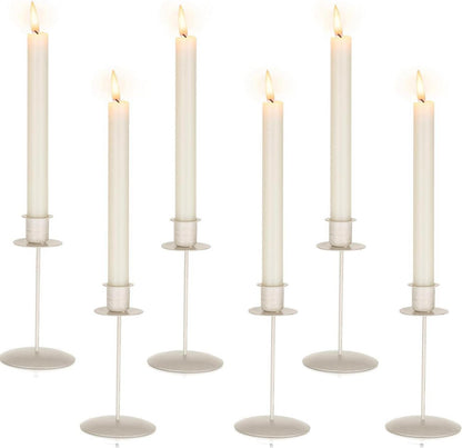 Kerzenhalter Stabkerzen 6er Set Weiß Metall Vintage Modern Festlich
