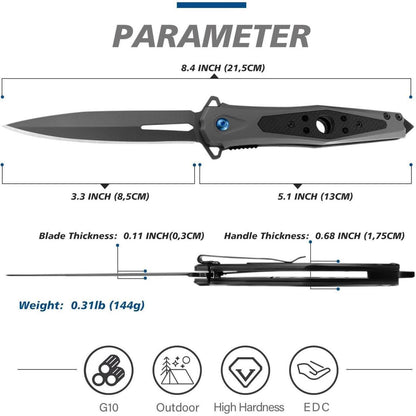 Klappmesser Einhandmesser mit G10 Griff Taschenmesser Grau